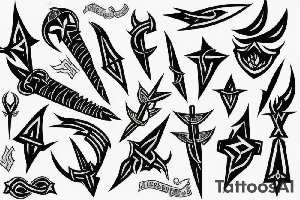 A DOUBLE PRONGED Spear tattoo idea