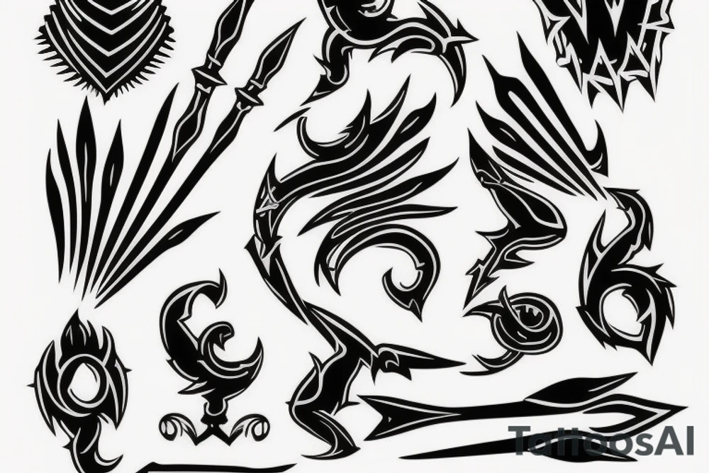A DOUBLE PRONGED Spear tattoo idea