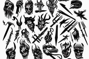 HADES two-pronged implement resembling a pitchfork tattoo idea