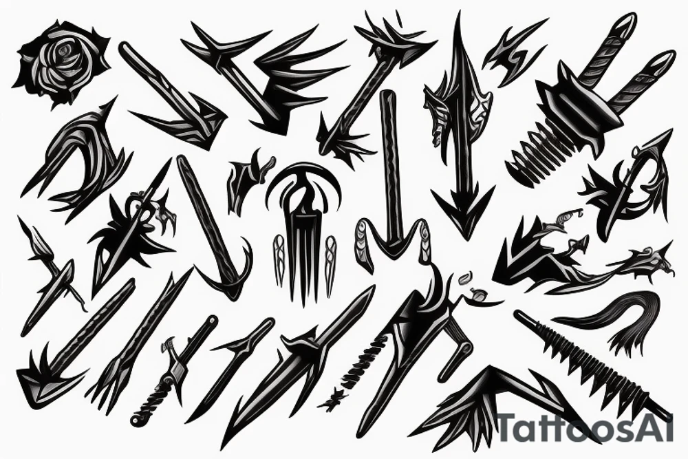 HADES two-pronged implement resembling a pitchfork tattoo idea