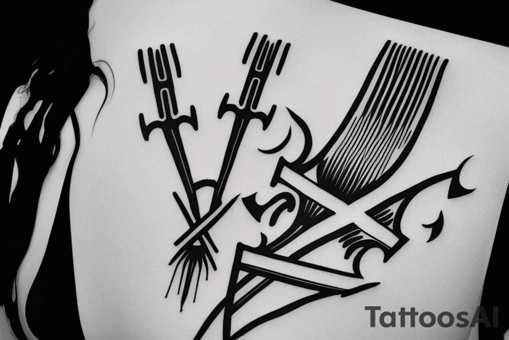 HADES two-pronged implement resembling a pitchfork tattoo idea