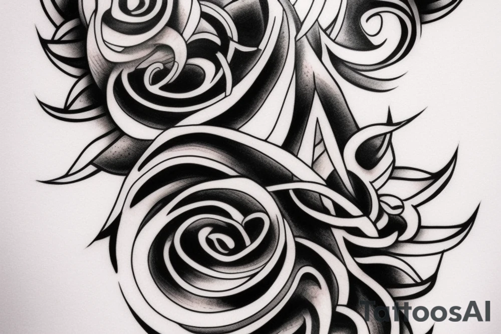 A tattoo that symbolises Pain and Struggle and growth, in a realism abstract style with words tattoo idea