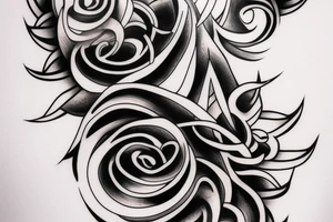 A tattoo that symbolises Pain and Struggle and growth, in a realism abstract style with words tattoo idea