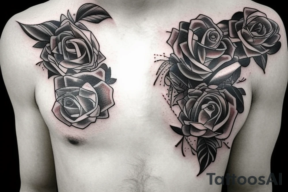 A tattoo that symbolises Pain and Struggle and growth, in a realism abstract style with words tattoo idea