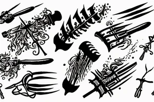 HADES two-pronged implement resembling a pitchfork tattoo idea