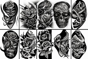 A tattoo that symbolises Pain and Struggle and growth, in a realism abstract style with words tattoo idea
