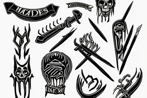 HADES two-pronged implement resembling a pitchfork tattoo idea