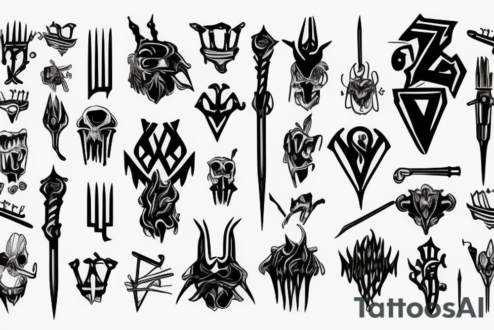 HADES two-pronged implement resembling a pitchfork tattoo idea