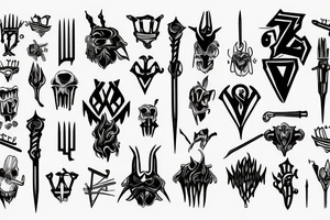 HADES two-pronged implement resembling a pitchfork tattoo idea