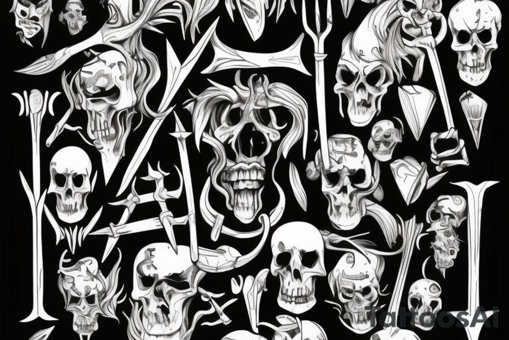 HADES two-pronged pitchfork tattoo idea