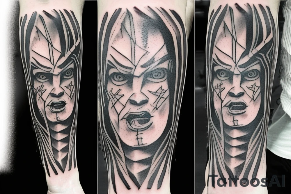 HADES two-pronged pitchfork tattoo idea