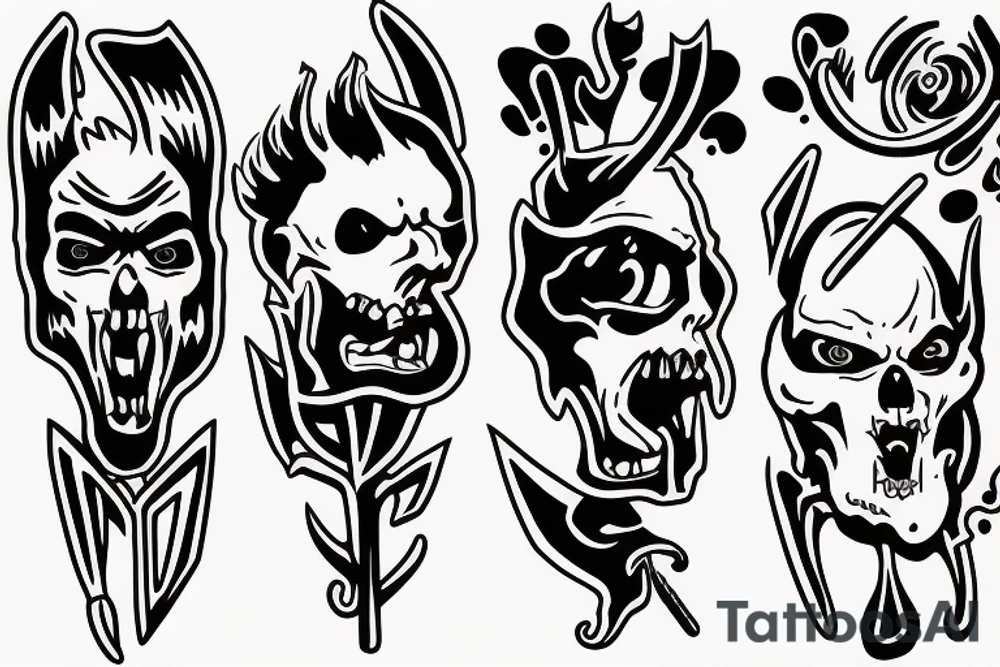 HADES two-pronged pitchfork tattoo idea