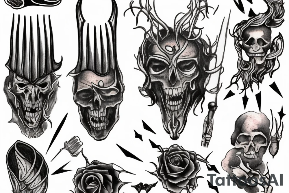 HADES two-pronged pitchfork tattoo idea