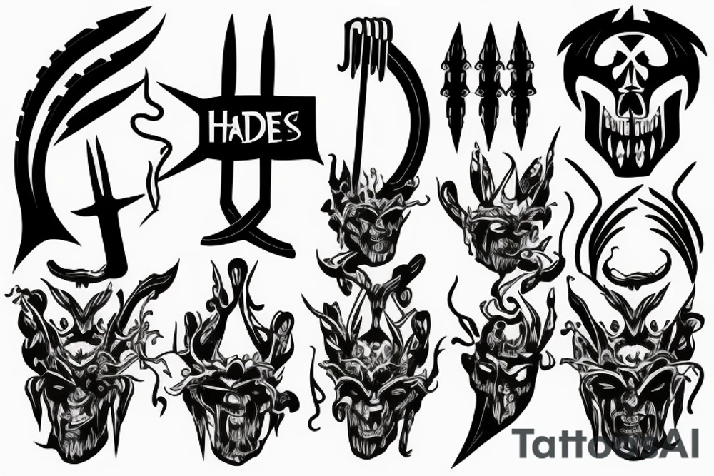 HADES two-pronged pitchfork tattoo idea