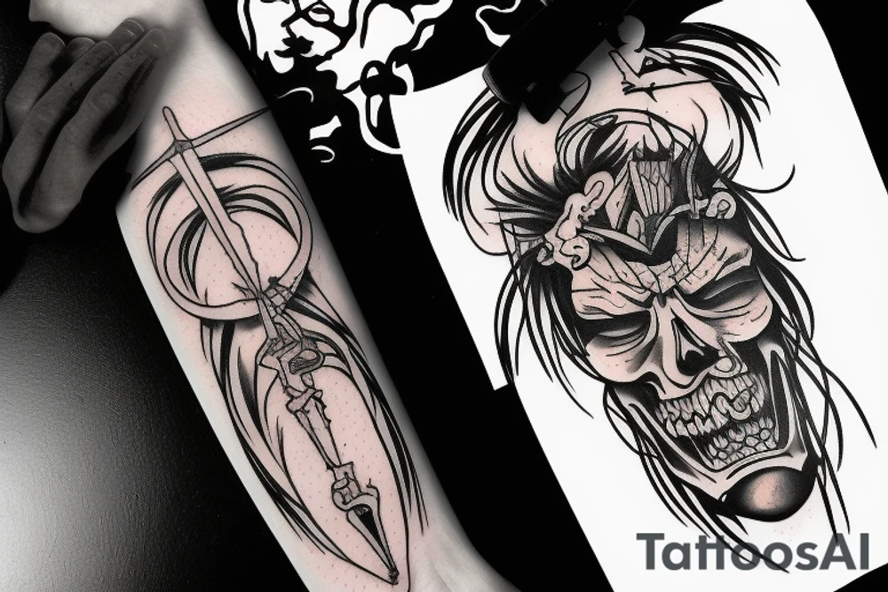 HADES two-pronged pitchfork tattoo idea