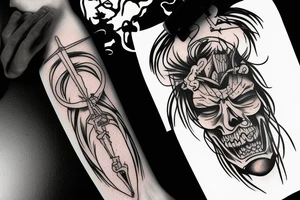 HADES two-pronged pitchfork tattoo idea