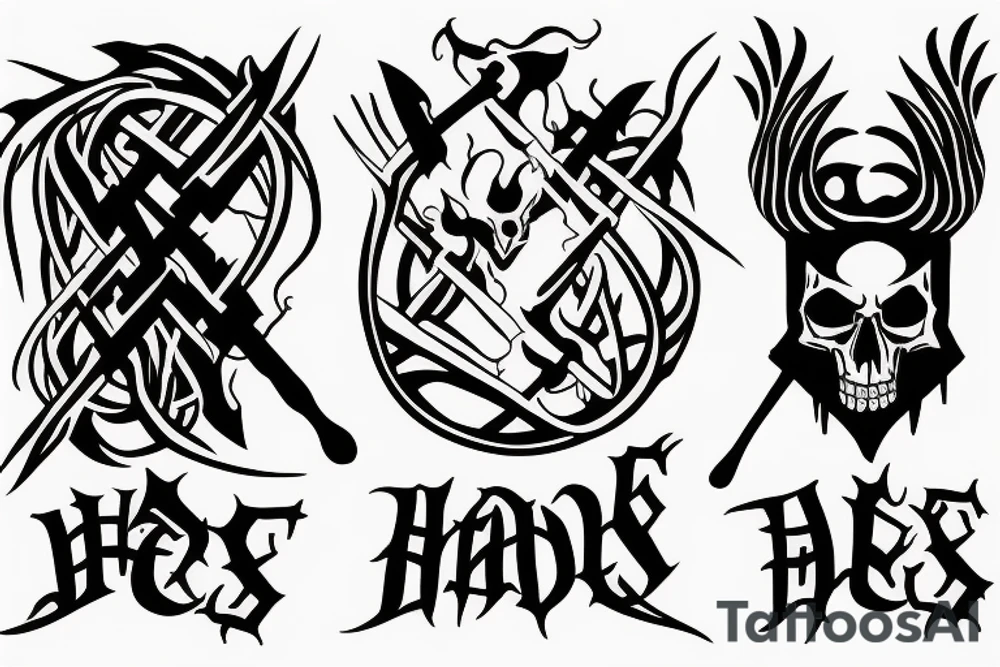 HADES two-pronged pitchfork tattoo idea