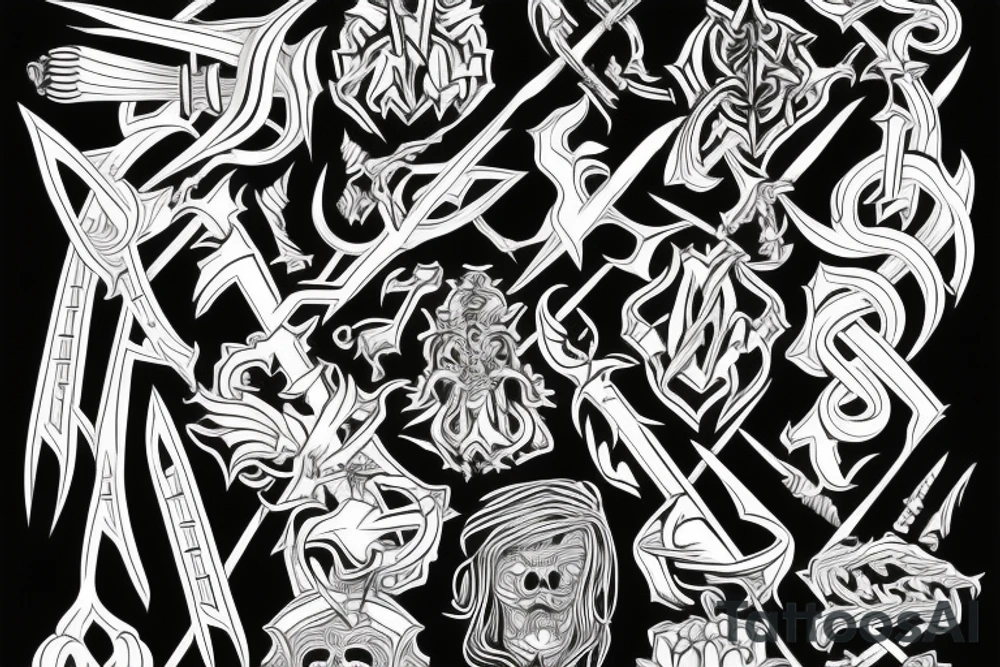 A TWO-PRONGED PITCHFORK THAT IS IN THE STYLE OF GODS tattoo idea