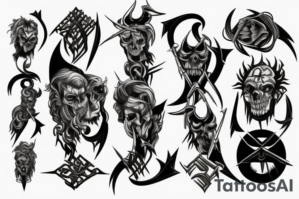 HADES TWO-PRONGED SPEAR tattoo idea