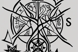 Tree with anchor and compass tattoo idea