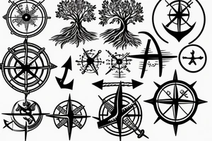 Tree with anchor and compass tattoo idea