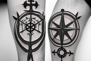 Tree with anchor and compass tattoo idea