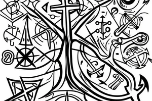 Tree with anchor and compass tattoo idea