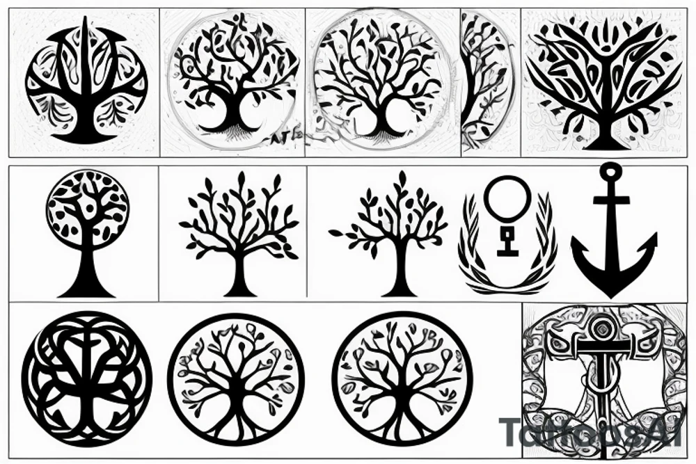 Tree of life with anchor tattoo idea
