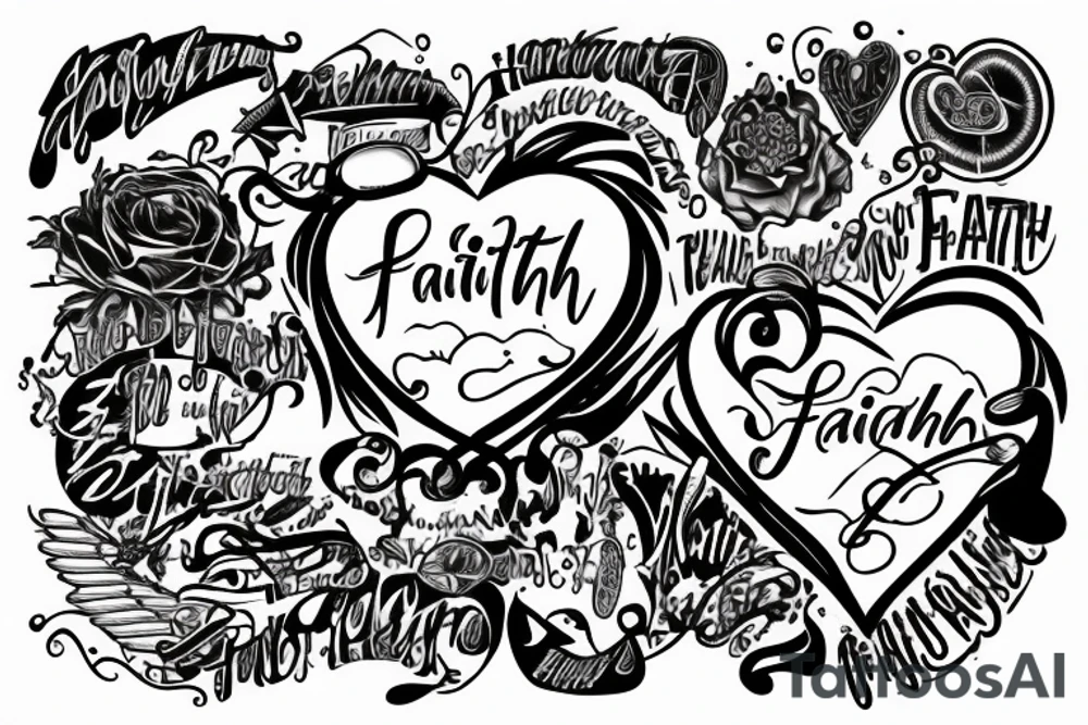 The word "Faith" written inside a heart tattoo idea
