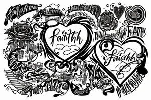 The word "Faith" written inside a heart tattoo idea
