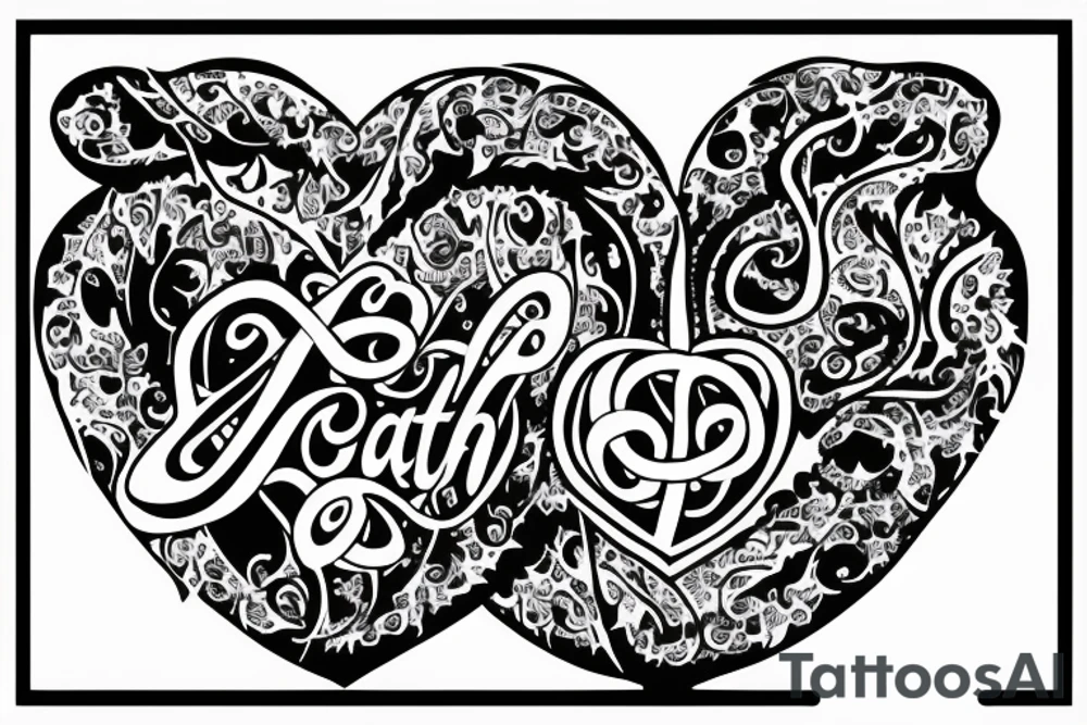 The word "Faith" written inside a heart tattoo idea