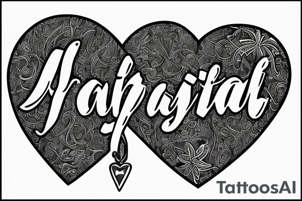 The word "Faith" written inside a heart, not extremely busy tattoo idea