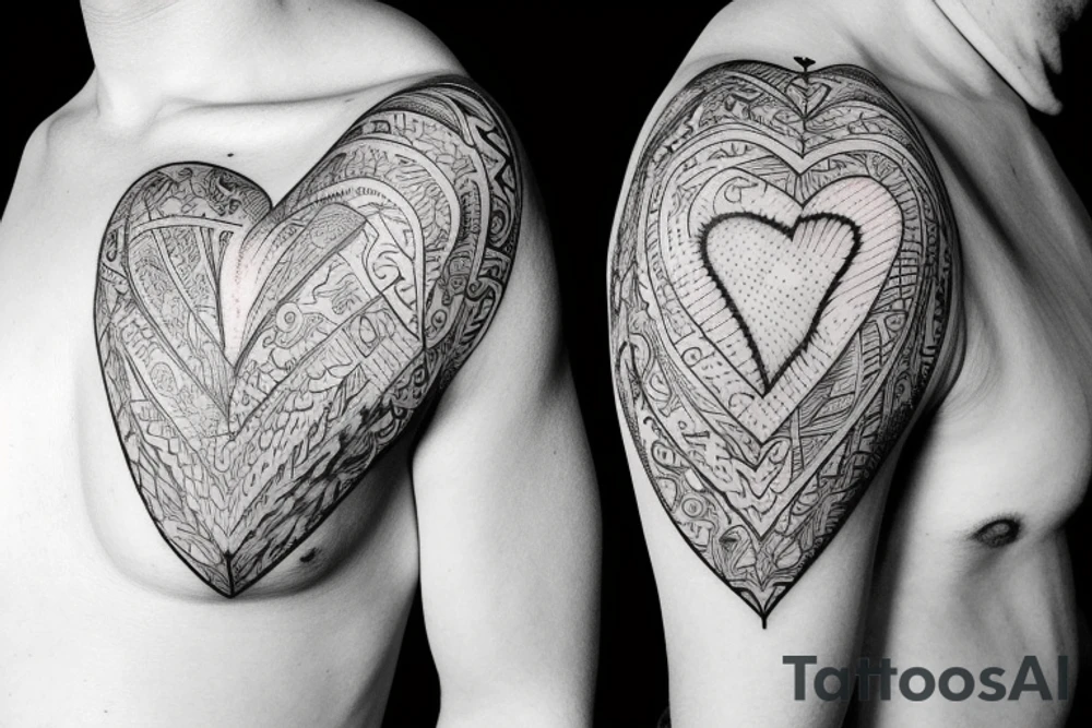 The word "Faith" written inside a heart for the shoulder area tattoo idea