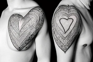 The word "Faith" written inside a heart for the shoulder area tattoo idea