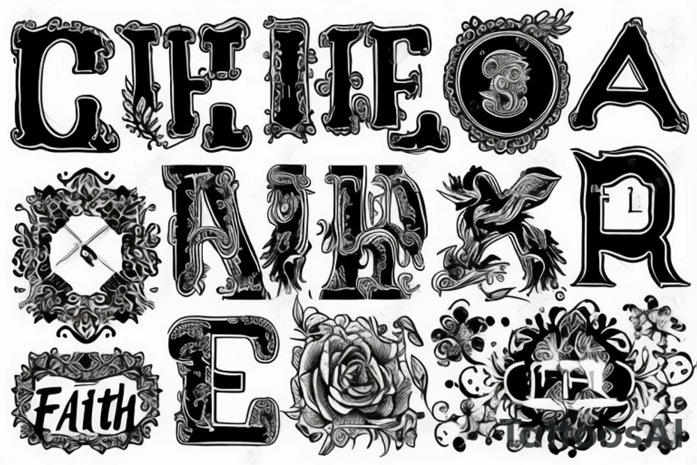 The word faith in letters without background tattoo idea