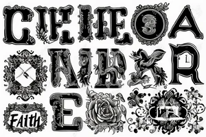 The word faith in letters without background tattoo idea