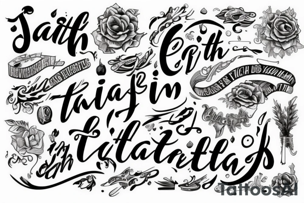The word faith in letters without background tattoo idea