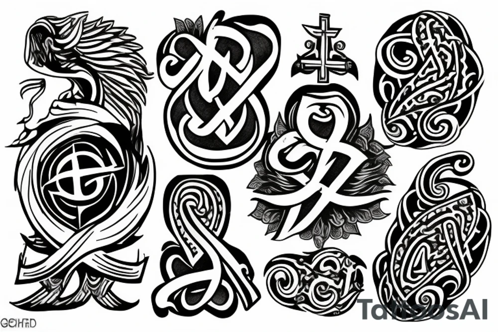 The word faith stylised with religious tattoo idea