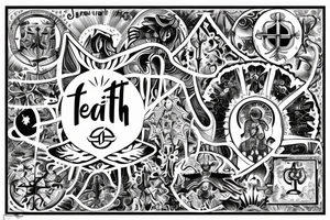 The word faith stylised with religious tattoo idea