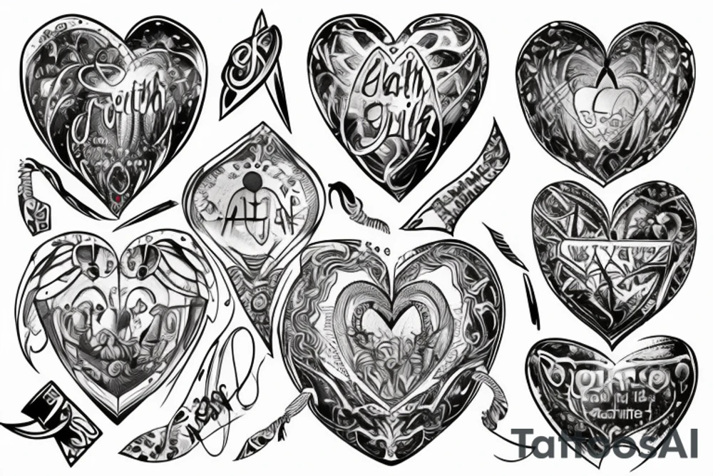 "Faith" word inside heart shape tattoo idea
