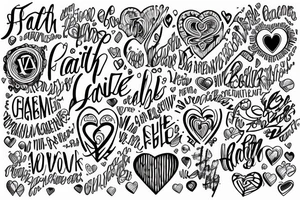 Faith word inside a bit love heart tattoo idea