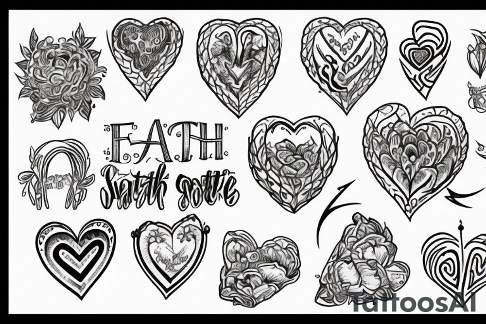 Faith word inside a bit love heart tattoo idea