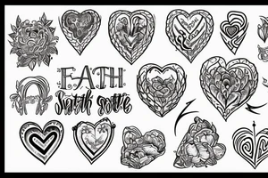 Faith word inside a bit love heart tattoo idea