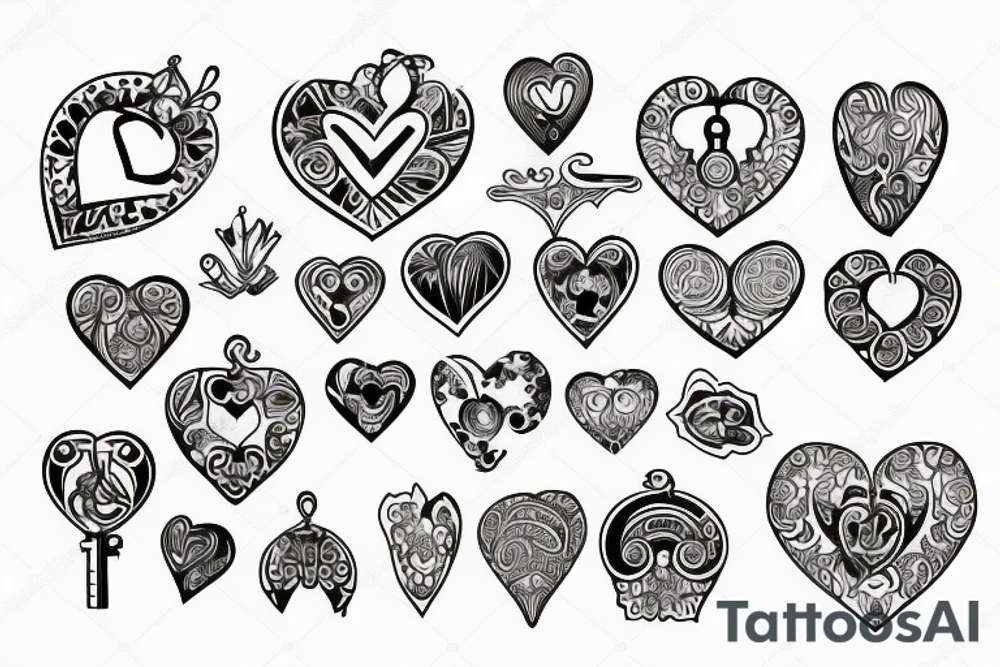 Heart shape with lock and key tattoo idea