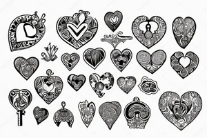 Heart shape with lock and key tattoo idea