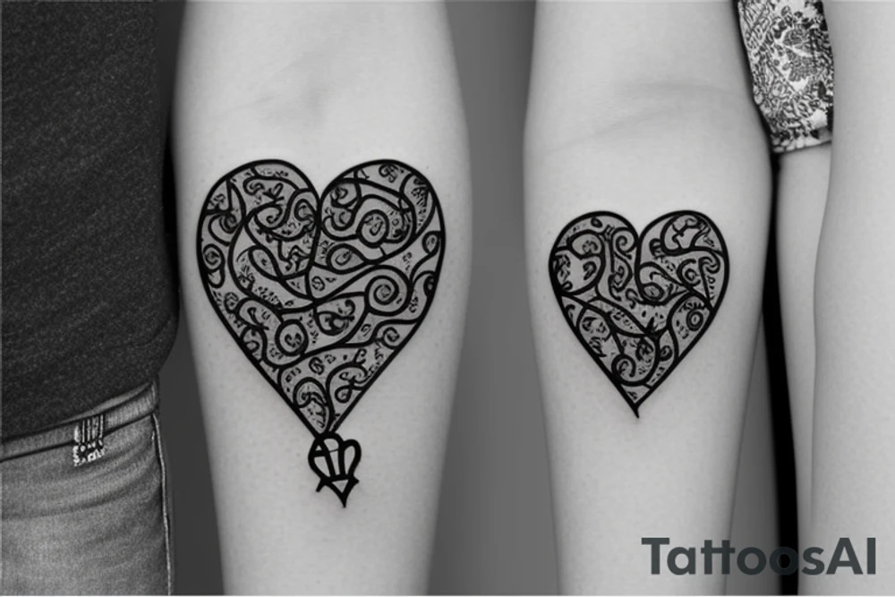 Heart shape with lock and key tattoo idea