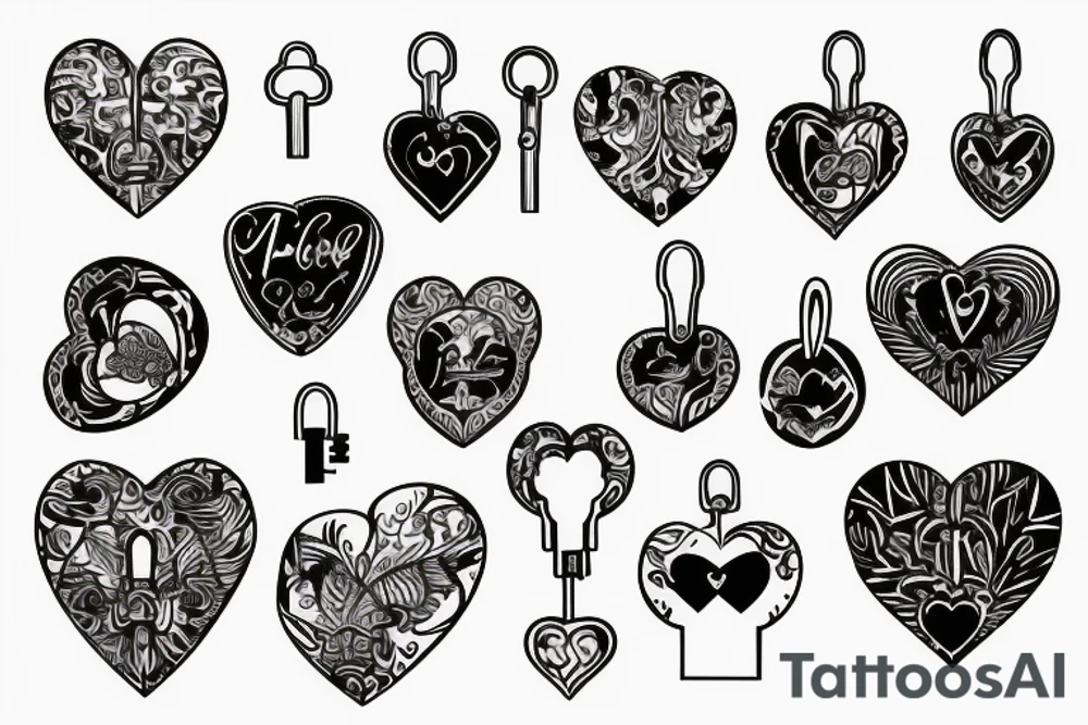 Heart shape with lock and key tattoo idea