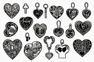 Heart shape with lock and key tattoo idea