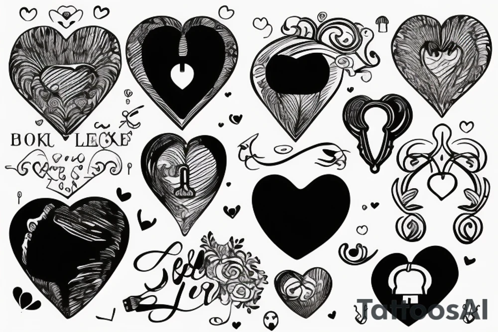 Heart shape with lock and key tattoo idea