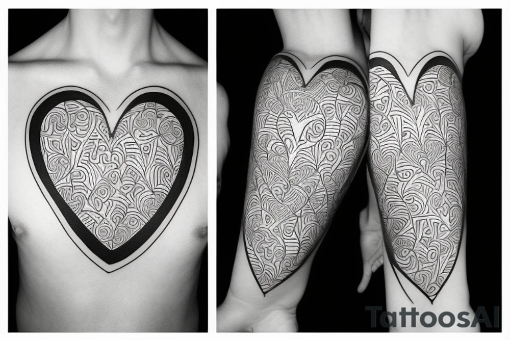 heart shape with simple pattern on inside with faith tattoo idea